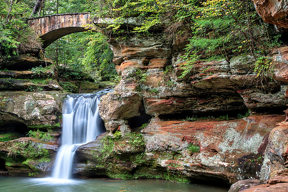 Upper Falls at Old Man's Cave, Hocking Hills State Park, Ohio by Don Holycross of Hocking Hills Photography, Logan, Ohio