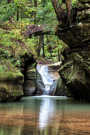 Waterfall from Devil's Bathtub, Old Man's Cave, Hocking Hills State Park, Ohio by Don Holycross of Hocking Hills Photography, Logan, Ohio