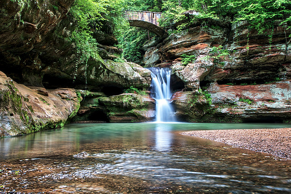 Upper Falls and Creek at Old Man's Cave, Hocking Hills State Park, Ohio by Don Holycross of Hocking Hills Photography, Logan, Ohio