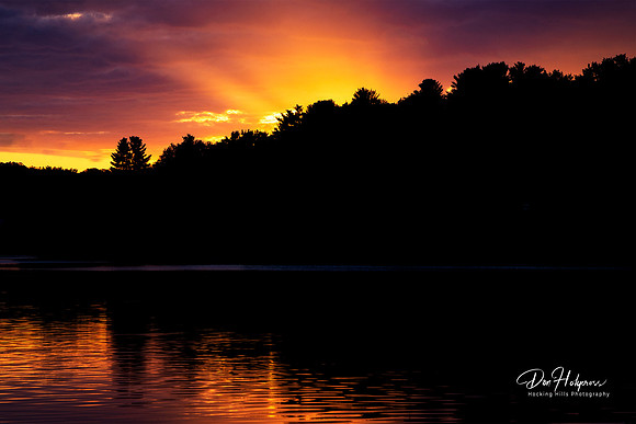 Sunbeams to Heaven - An Inspirational Sunset on Lake Logan in the Hocking Hills by Don Holycross of Hocking Hills Photography