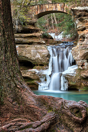 Cold Water and Icicles at the Upper Falls at Old Man's Cave in the Hocking Hills State Park by Don Holycross of Hocking Hills Photography, Logan, Ohio