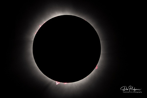 Solar Prominences (Flares) During Solar Eclipse in Ohio (Composite Photo) by Don Holycross of Hocking Hills Photography, Logan, Ohio